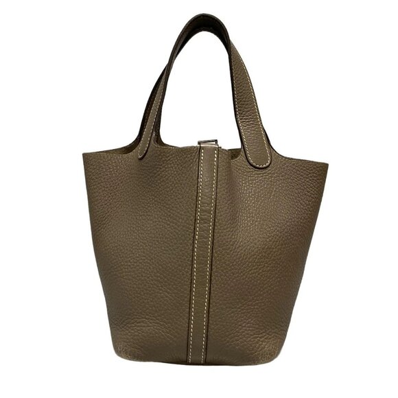 Auth HERMES Picotin PM - Etoupe Taurillon Clemence Square I Handbag - Picture 1 of 16